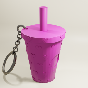 heart studded tumbler keychain – cute 3d gift idea